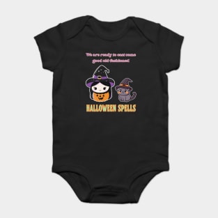 Halloween Witch & Cat - Funny & Cute - Spelling Magic Baby Bodysuit